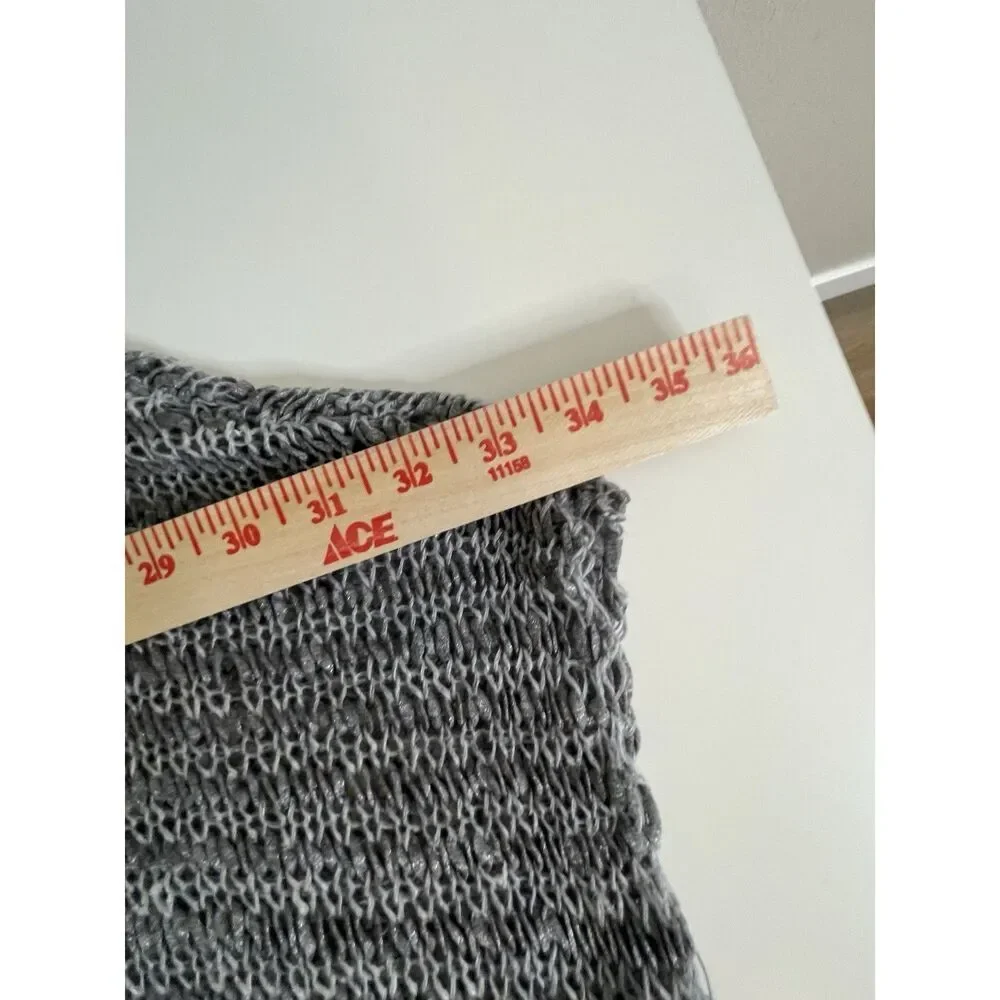 Eileen Fisher Top Size L Gray Linen Open Knit Lagenlook artsy Quit Luxury